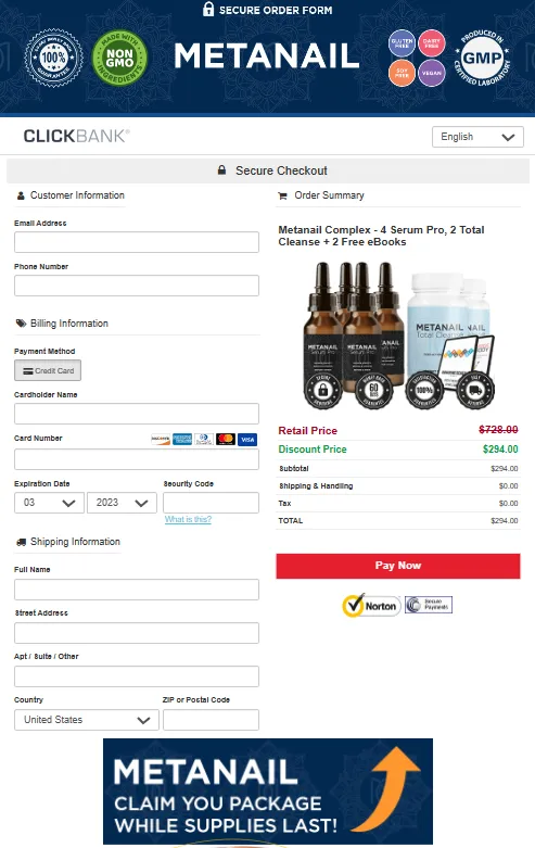 Metanail Complex Checkout Page